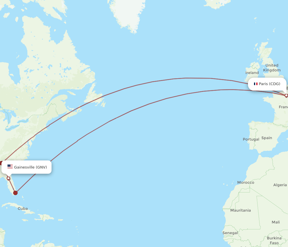 CDG-GNV flight routes