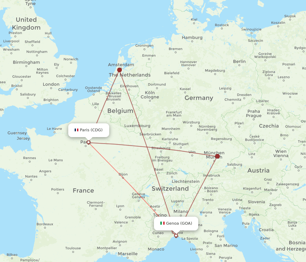 CDG-GOA flight routes