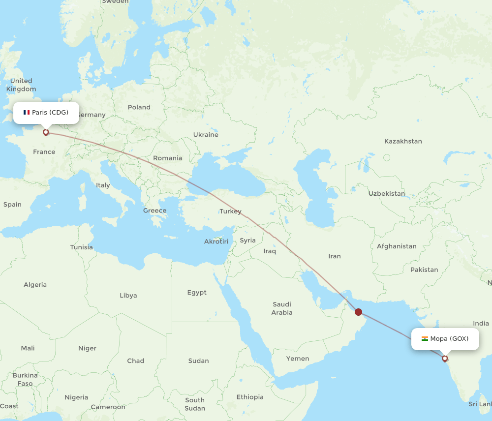 CDG-GOX flight routes