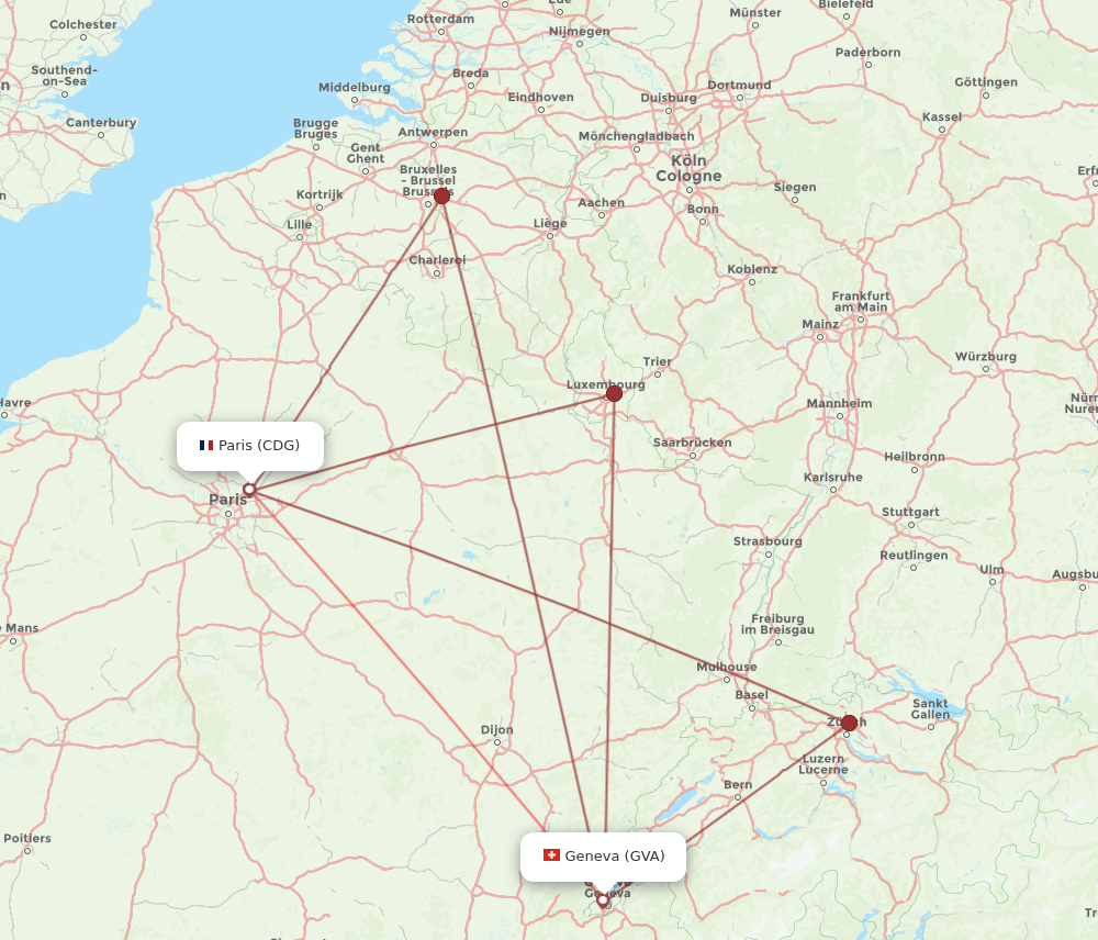 CDG-GVA flight routes