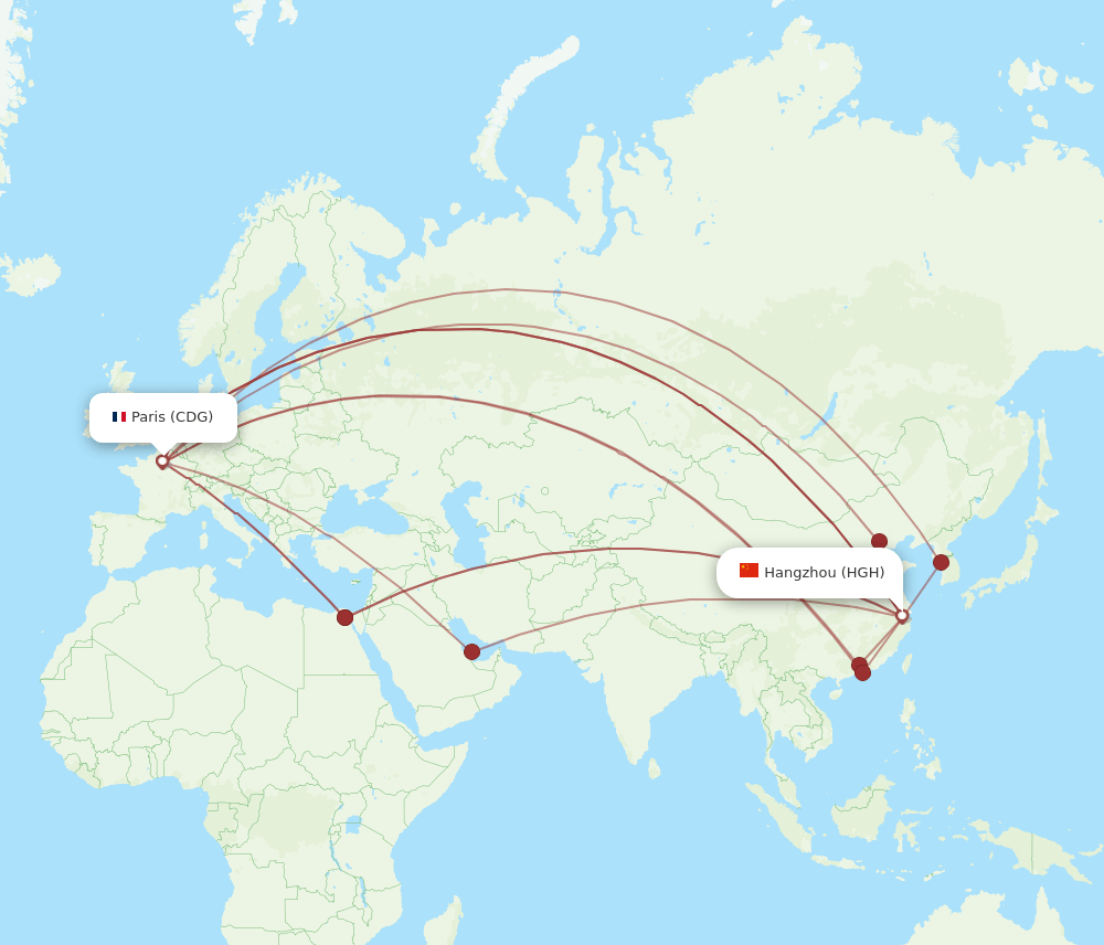 CDG-HGH flight routes