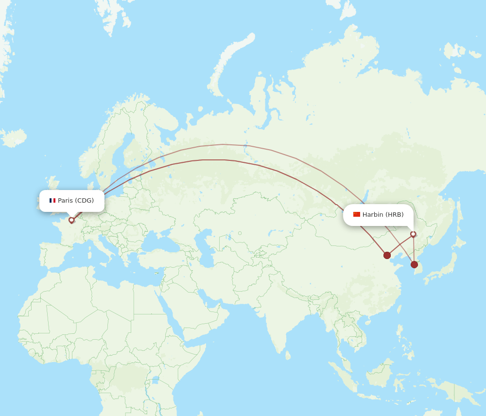 CDG-HRB flight routes