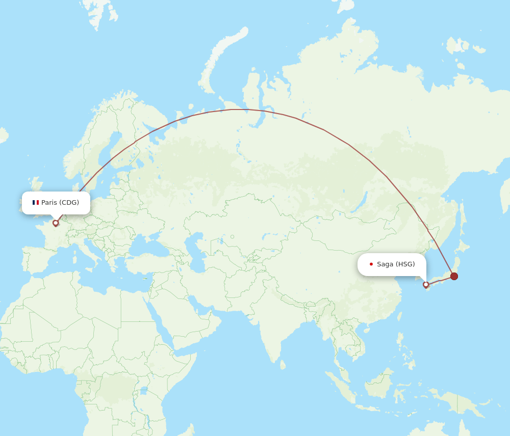 CDG-HSG flight routes