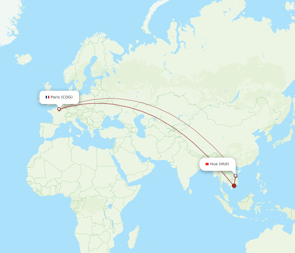 CDG-HUI flight routes