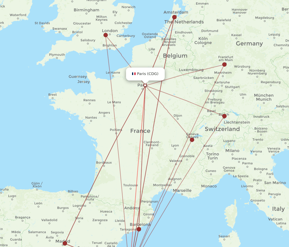 CDG-IBZ flight routes