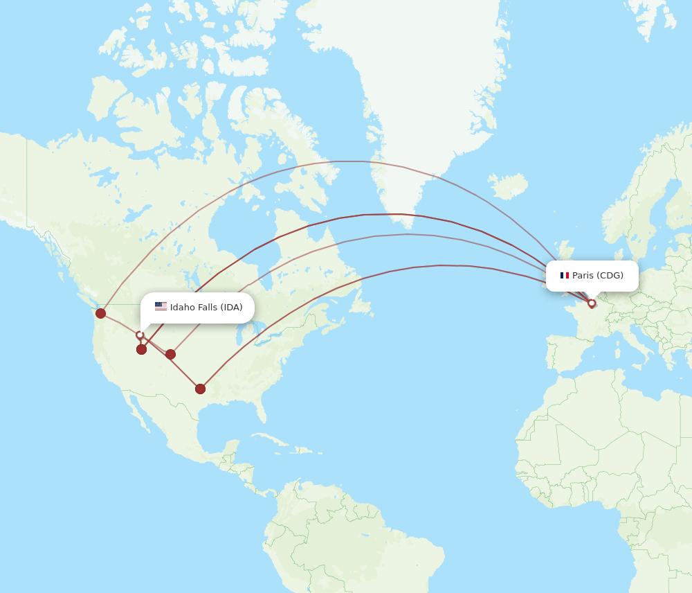 CDG-IDA flight routes