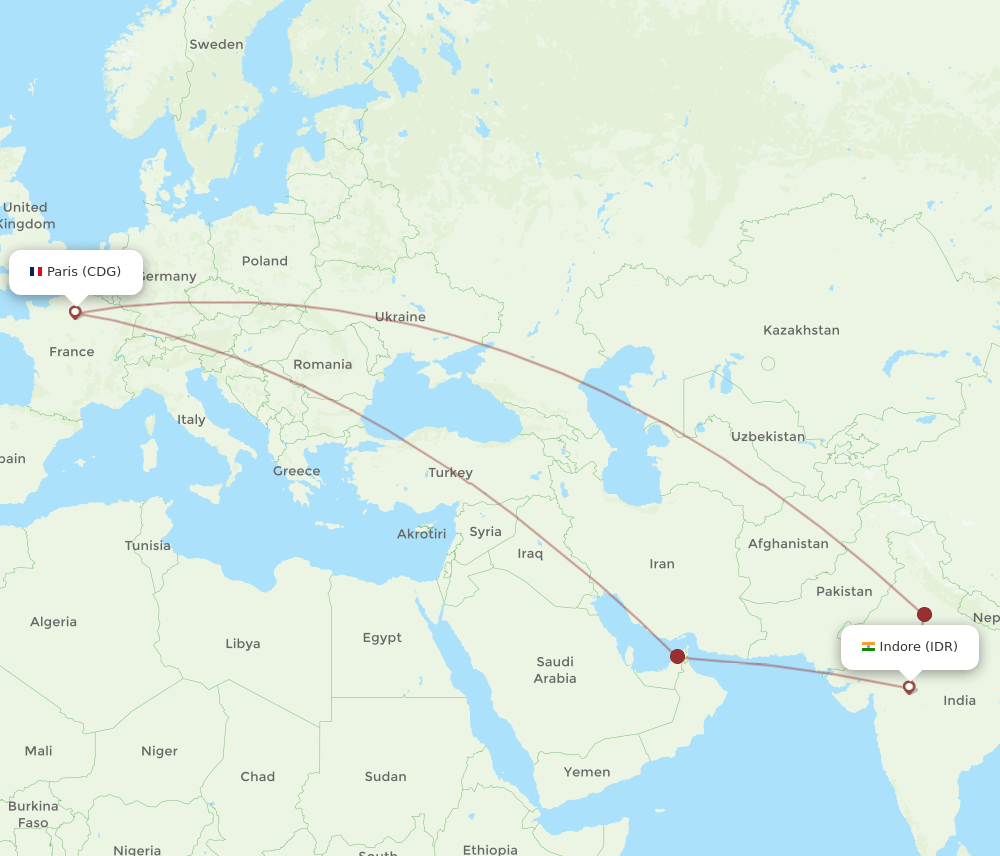 CDG-IDR flight routes