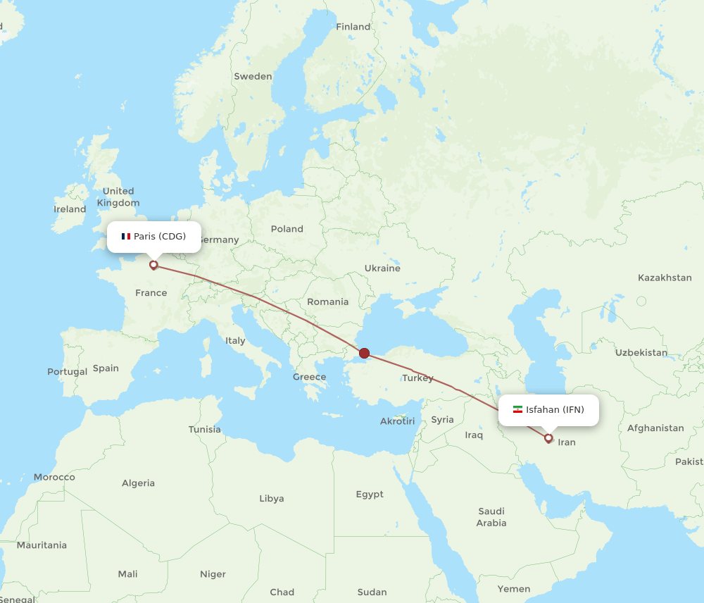 CDG-IFN flight routes
