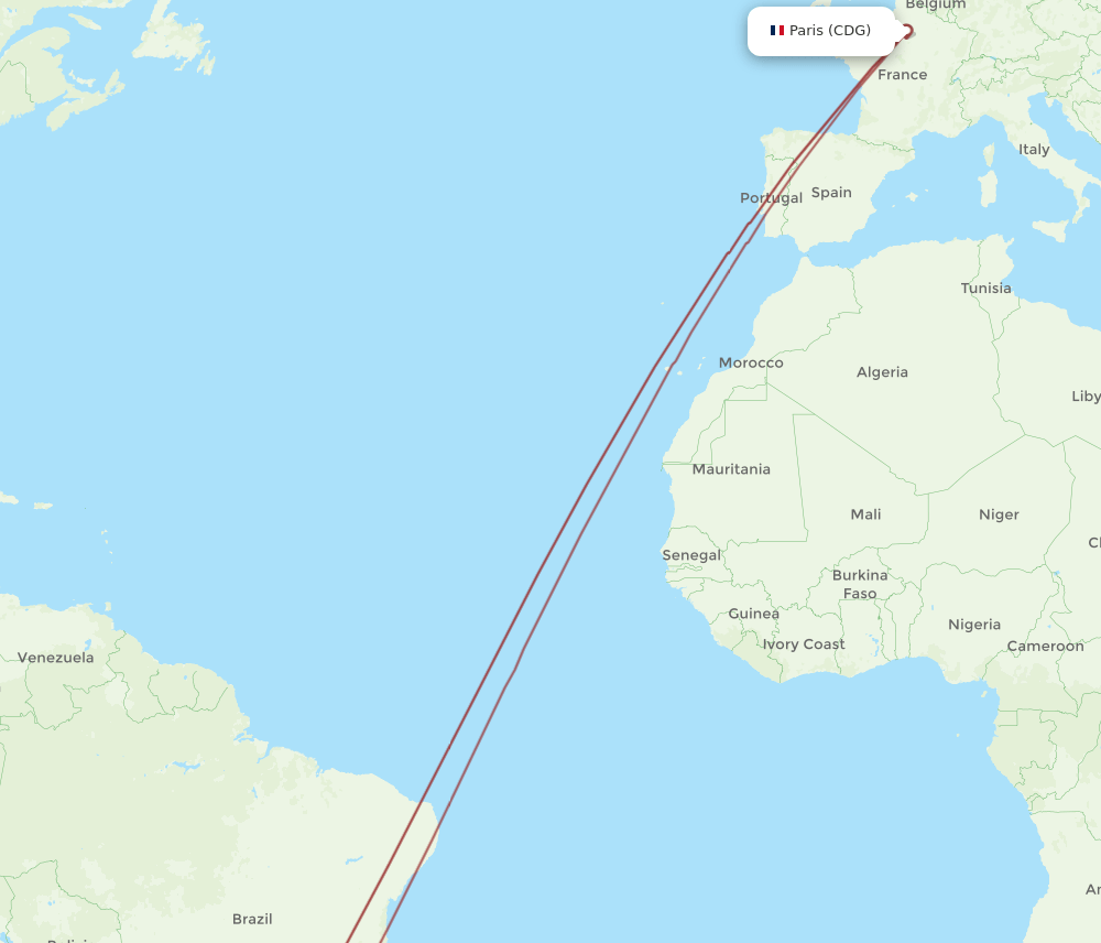 CDG-IGU flight routes