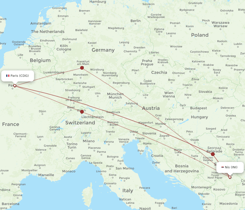 CDG-INI flight routes