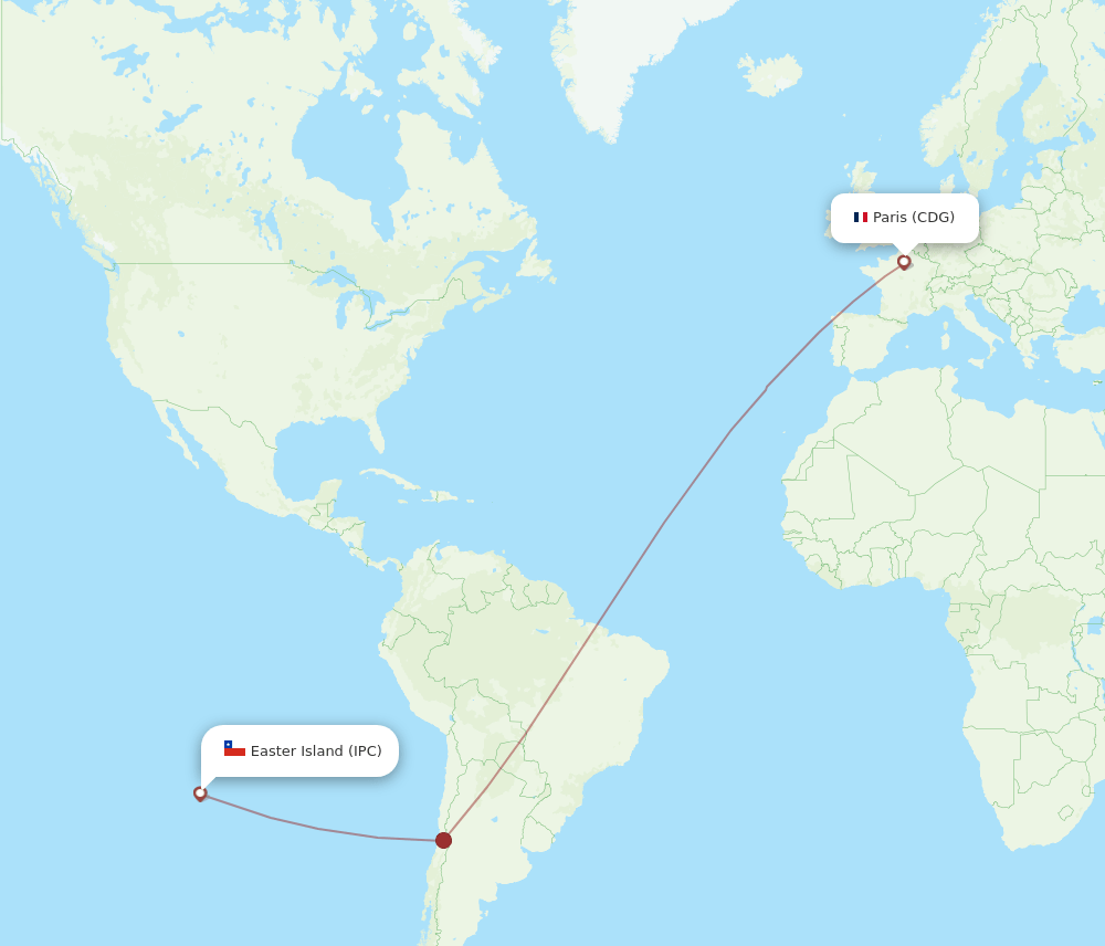 CDG-IPC flight routes