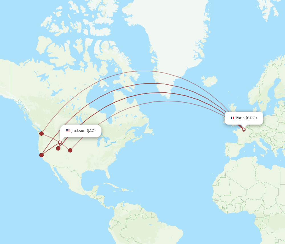 CDG-JAC flight routes