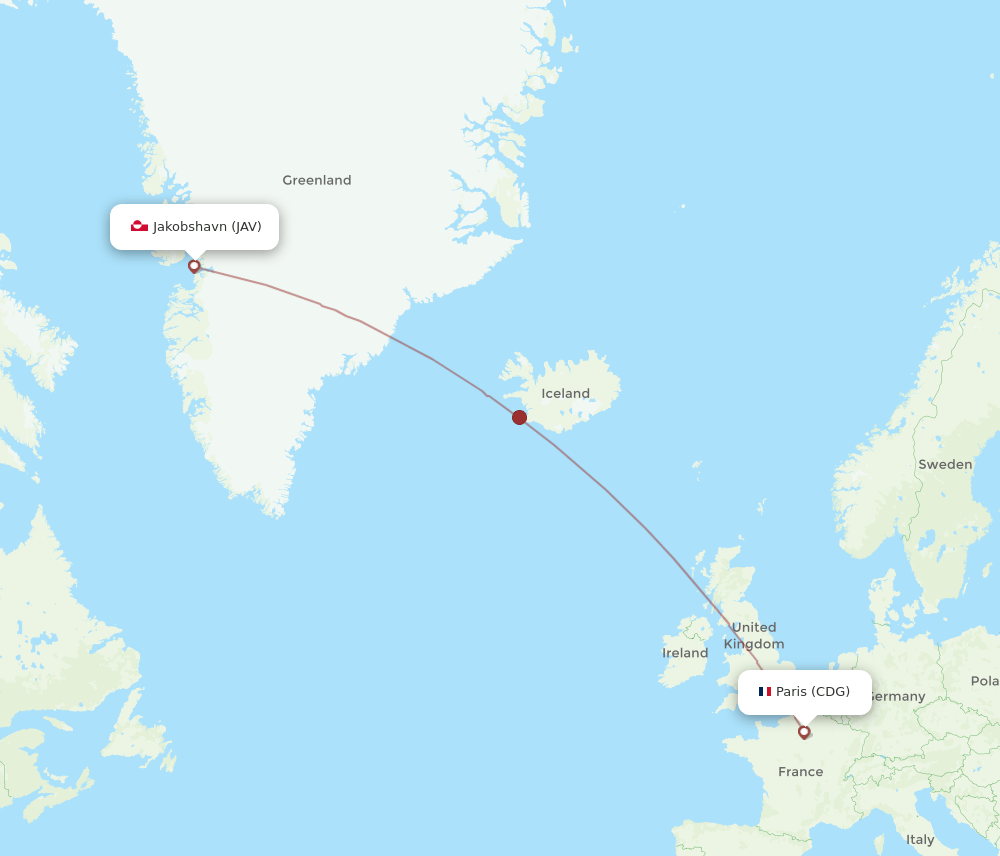 CDG-JAV flight routes