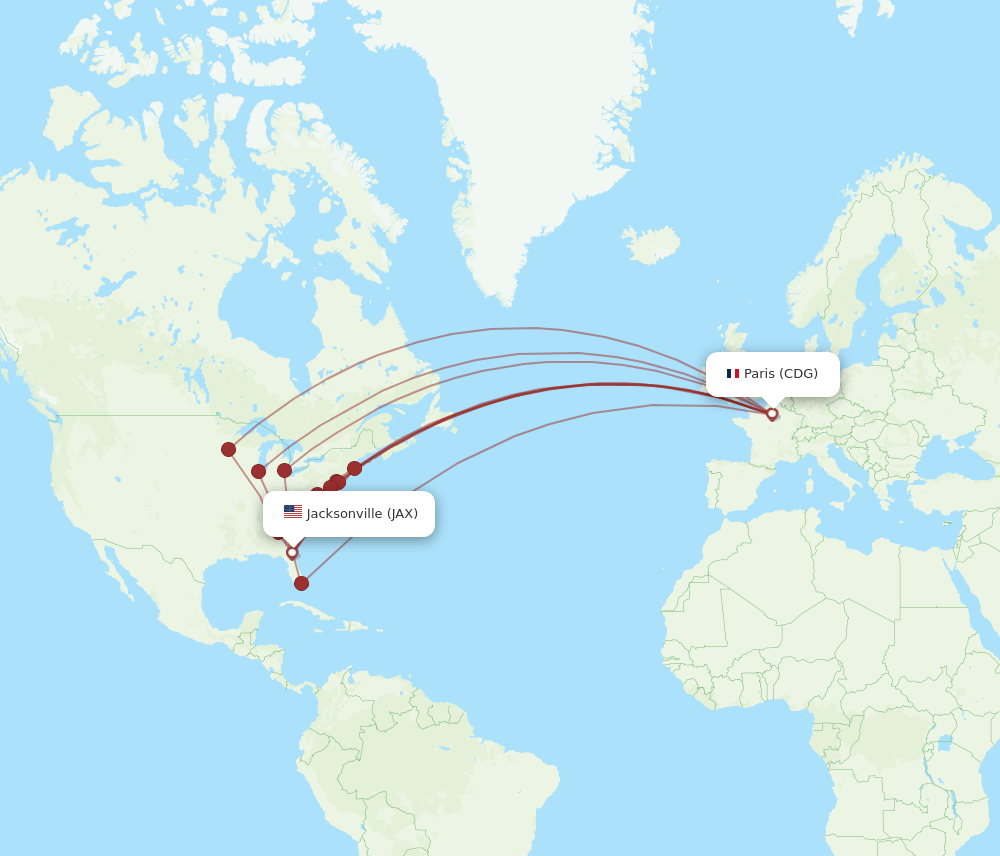 CDG-JAX flight routes