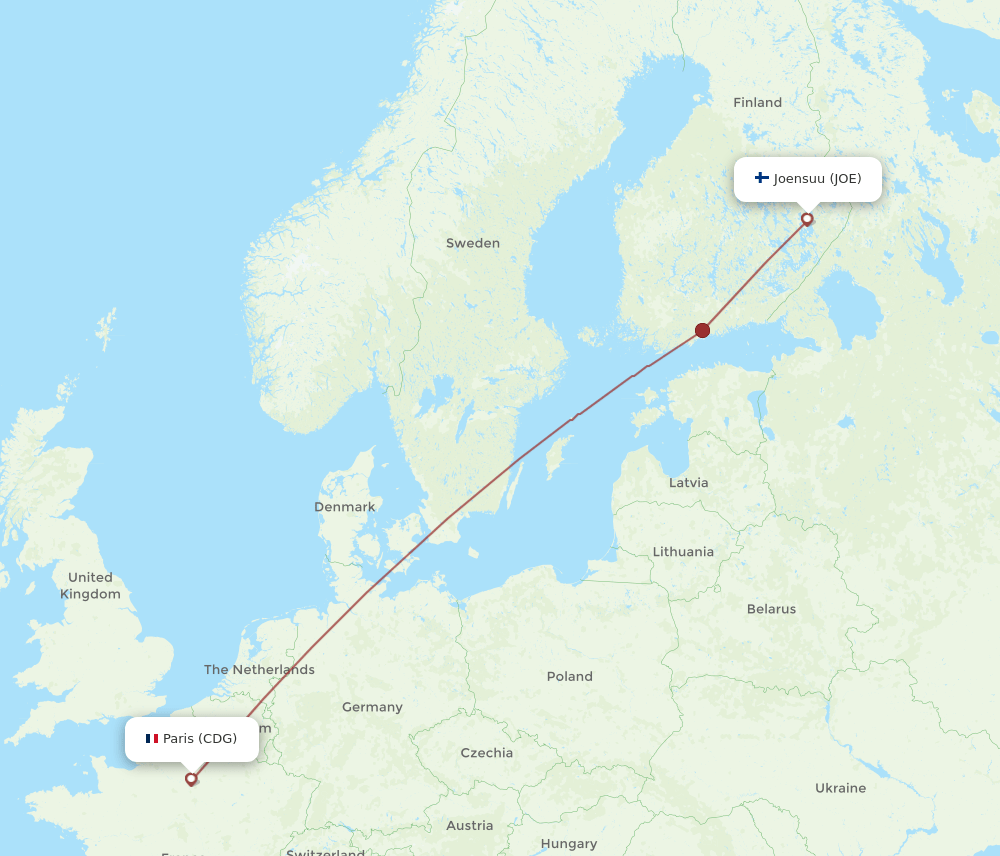 CDG-JOE flight routes