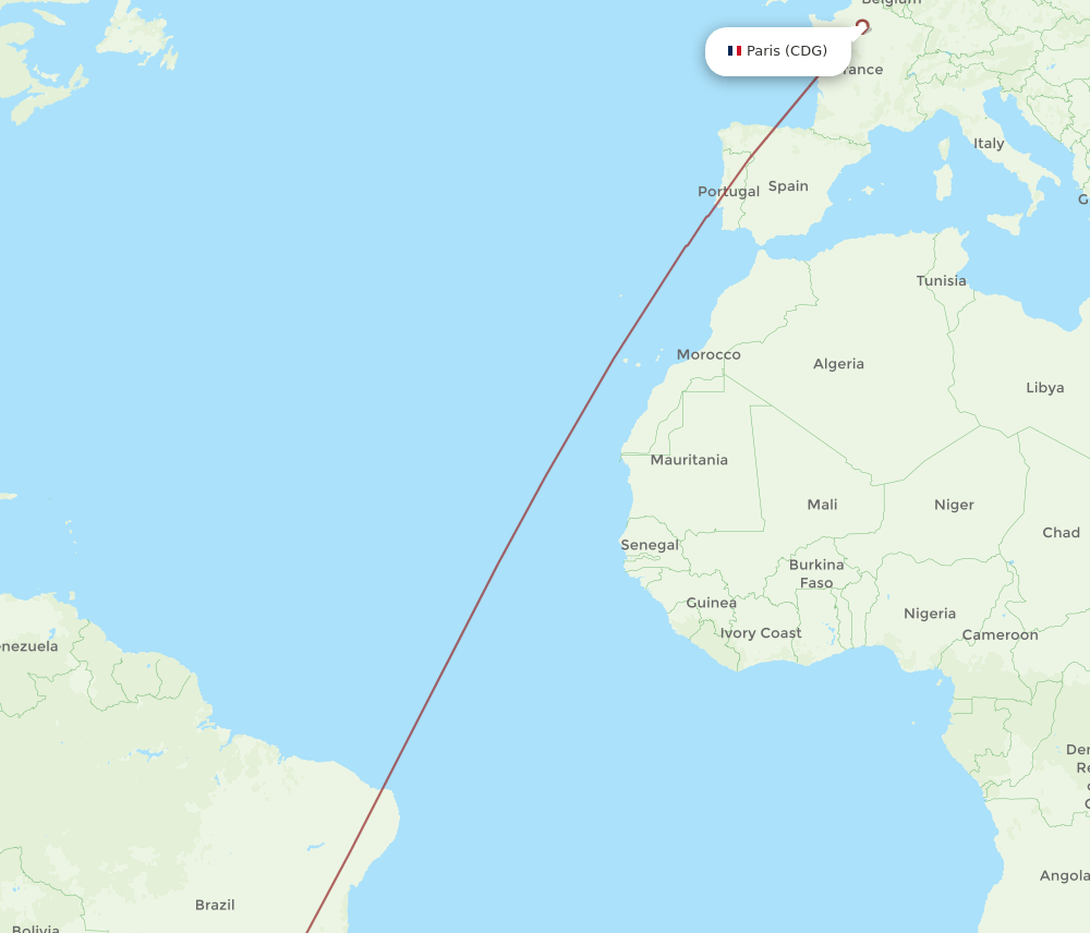 CDG-JOI flight routes
