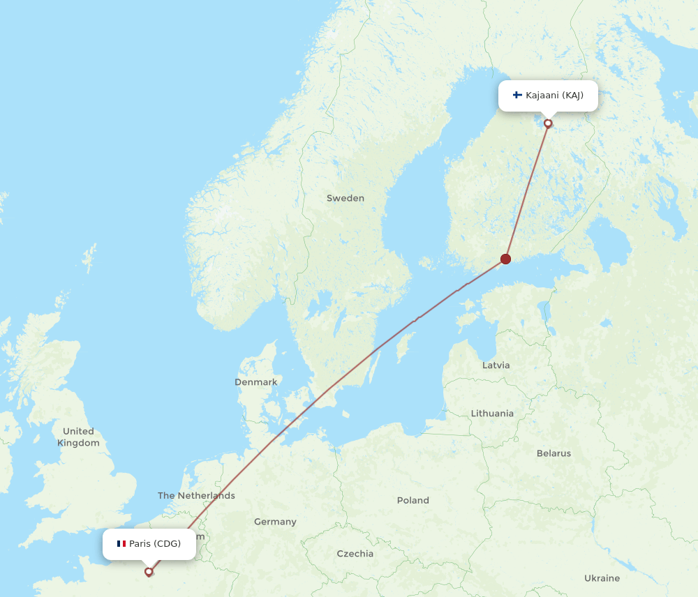 CDG-KAJ flight routes