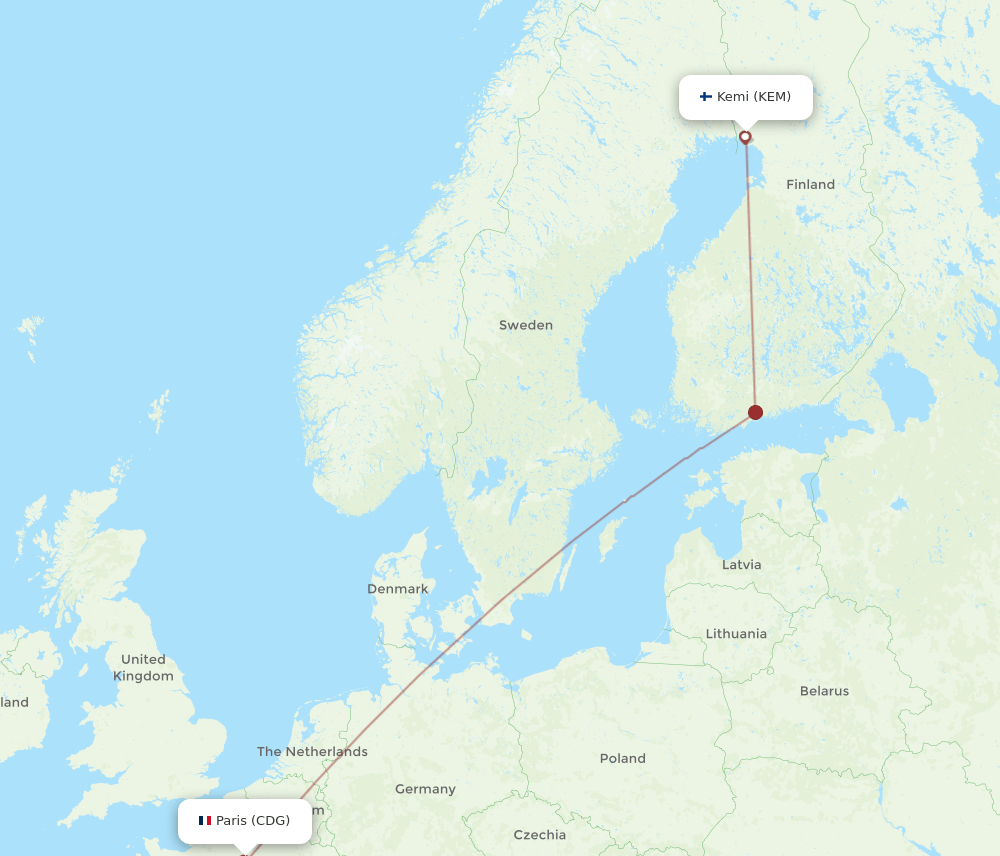 CDG-KEM flight routes