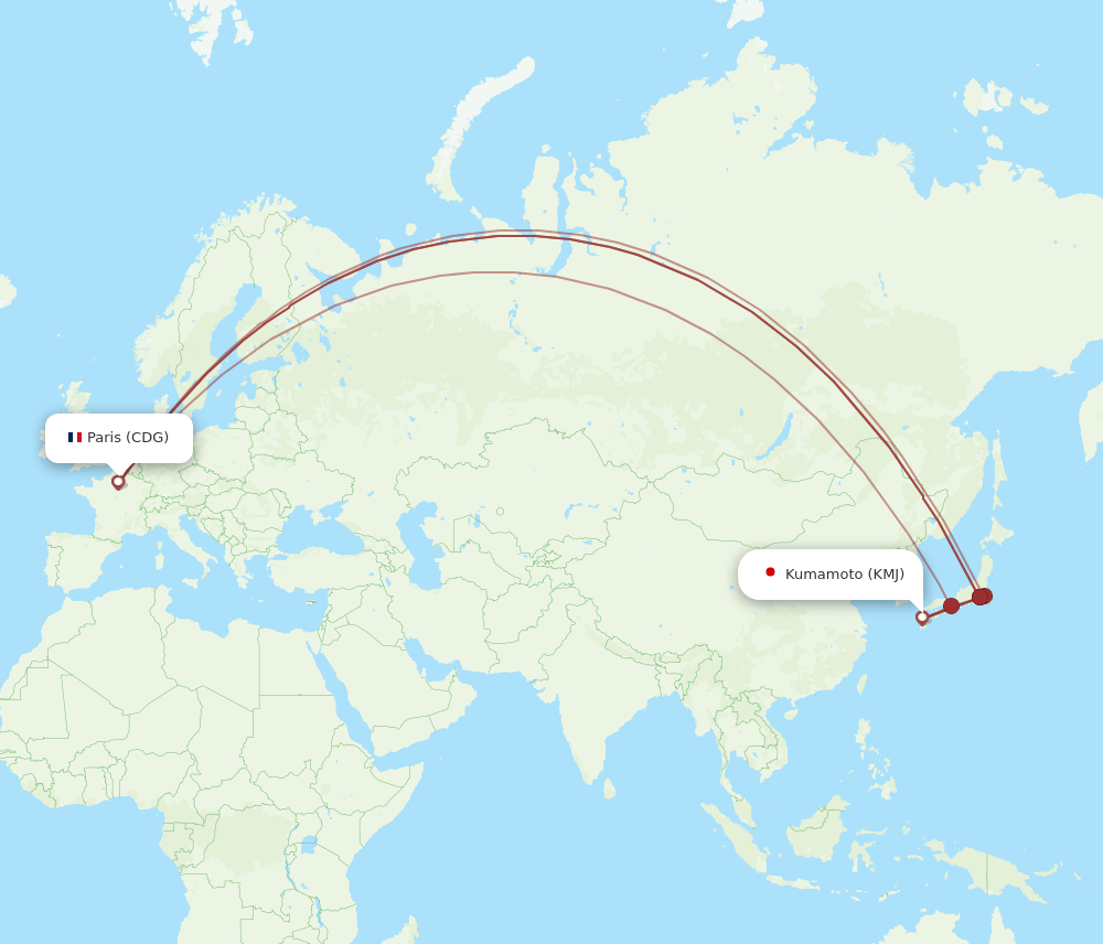 CDG-KMJ flight routes