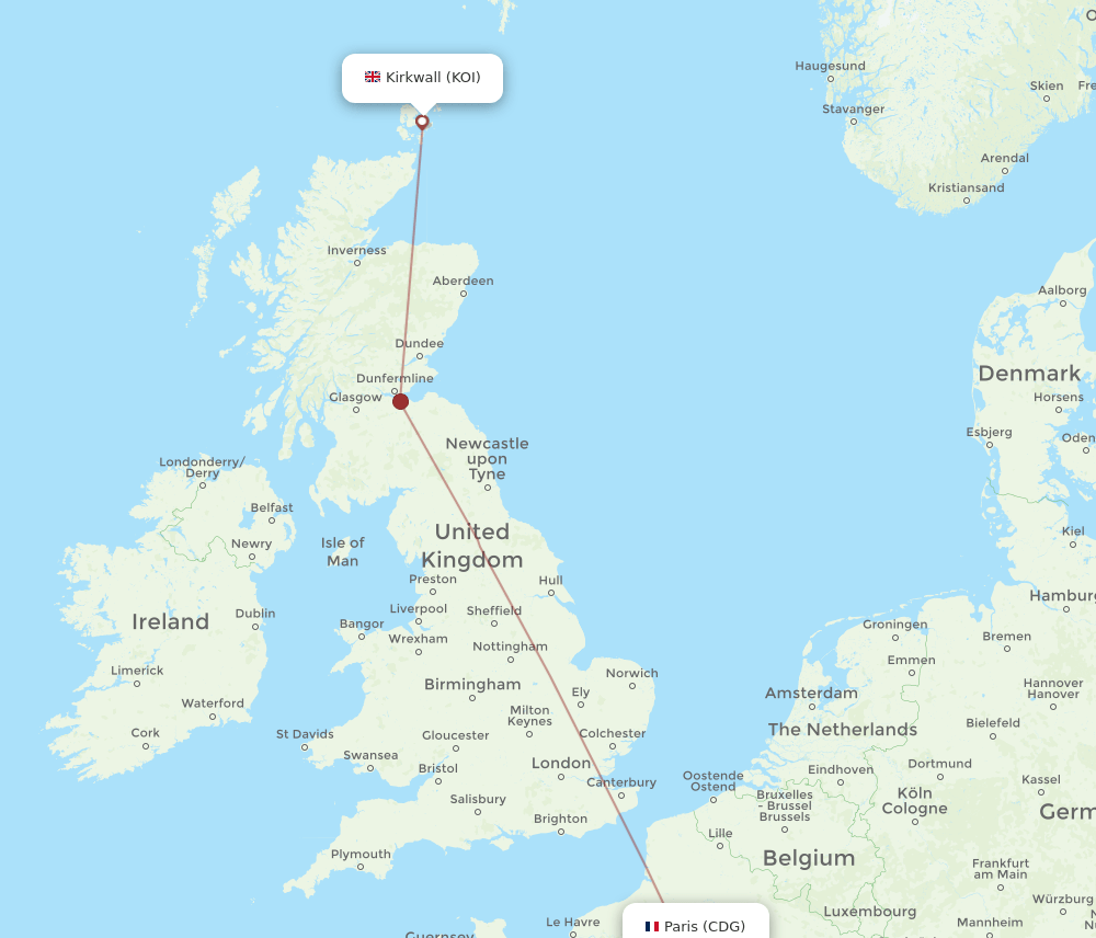 CDG-KOI flight routes