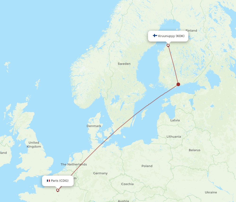 CDG-KOK flight routes