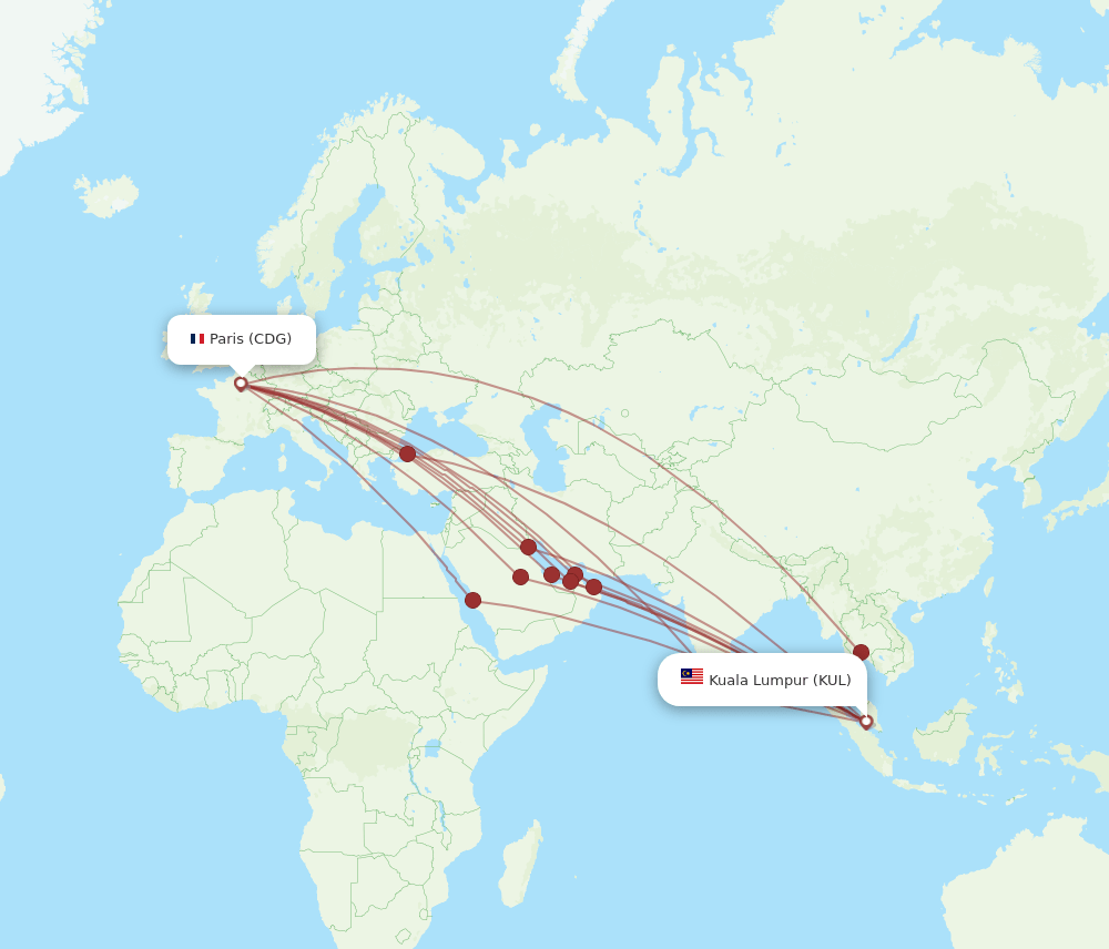 CDG-KUL flight routes