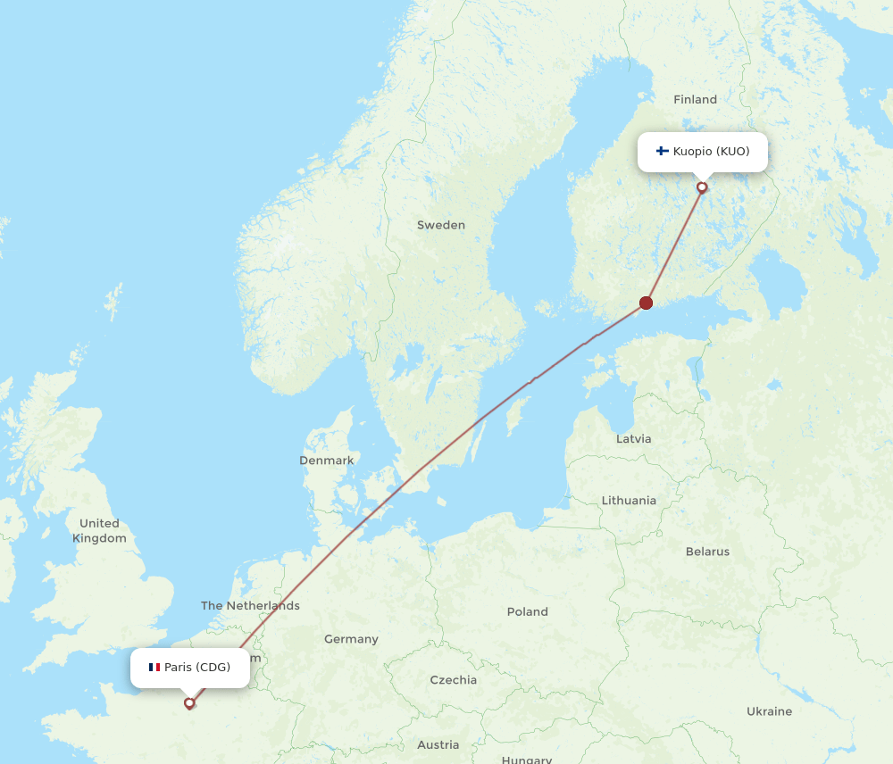 CDG-KUO flight routes