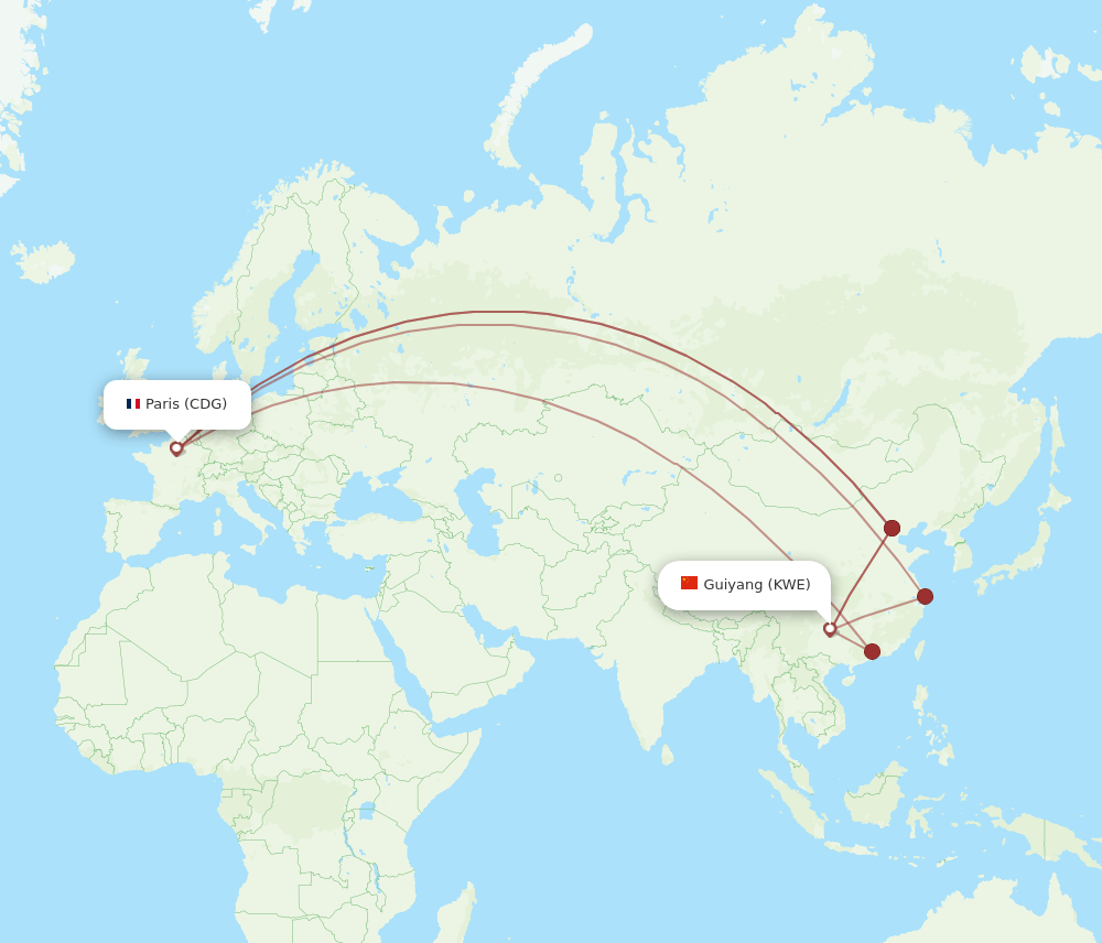 CDG-KWE flight routes