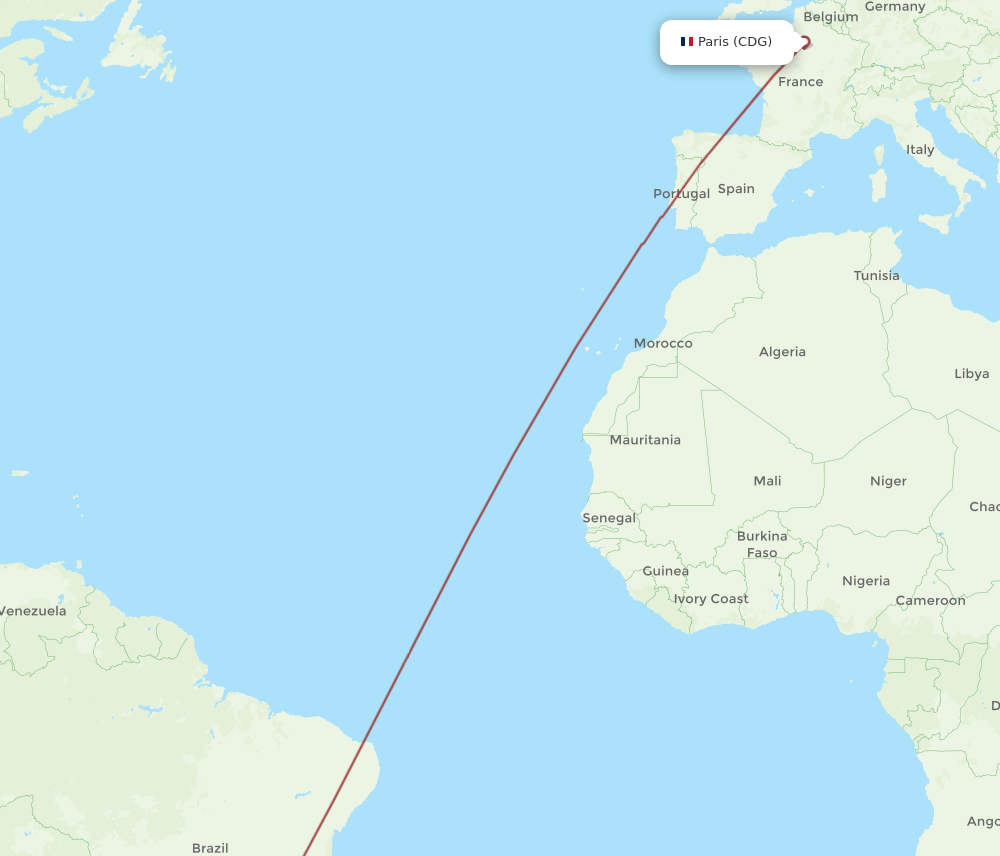 CDG-LDB flight routes