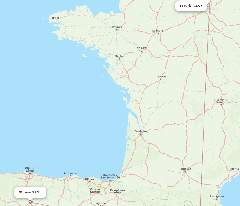 CDG-LEN flight routes