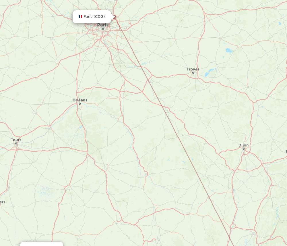 CDG-LIG flight routes
