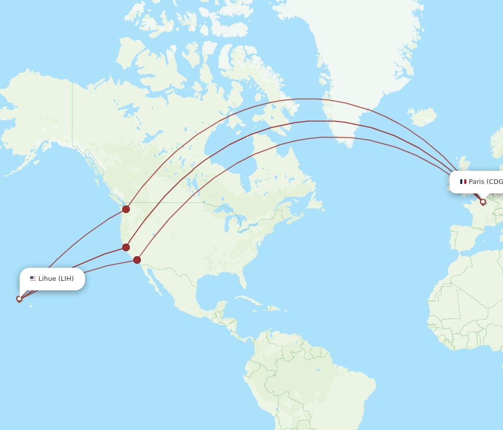 CDG-LIH flight routes