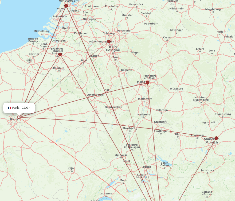 CDG to LIN flights and routes map