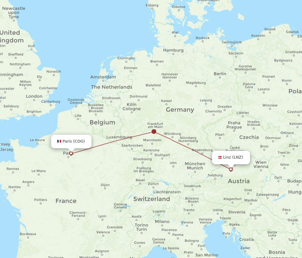 CDG-LNZ flight routes