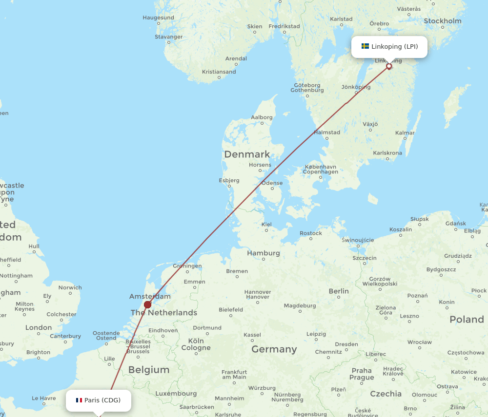CDG-LPI flight routes
