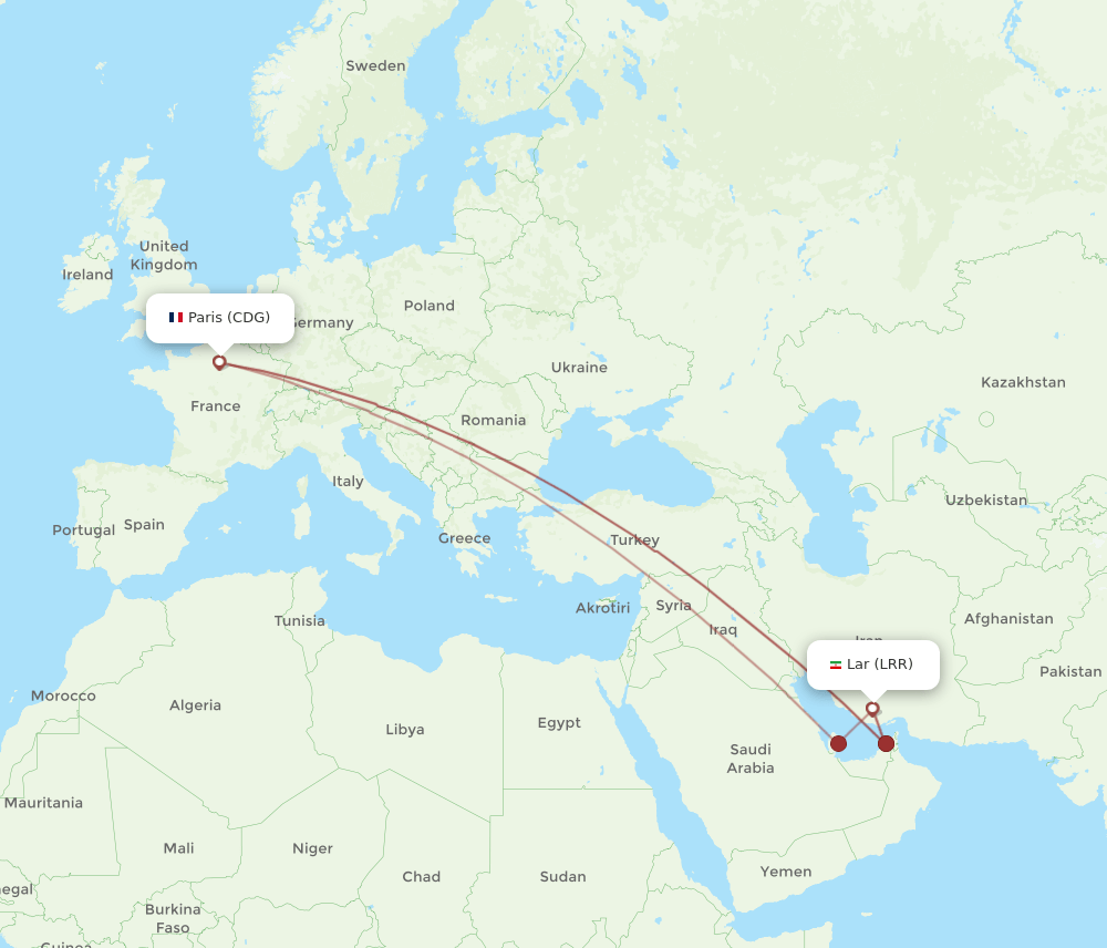 CDG-LRR flight routes