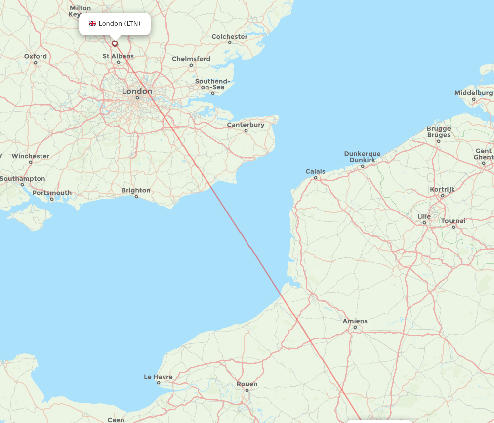 CDG to LTN flights and routes map