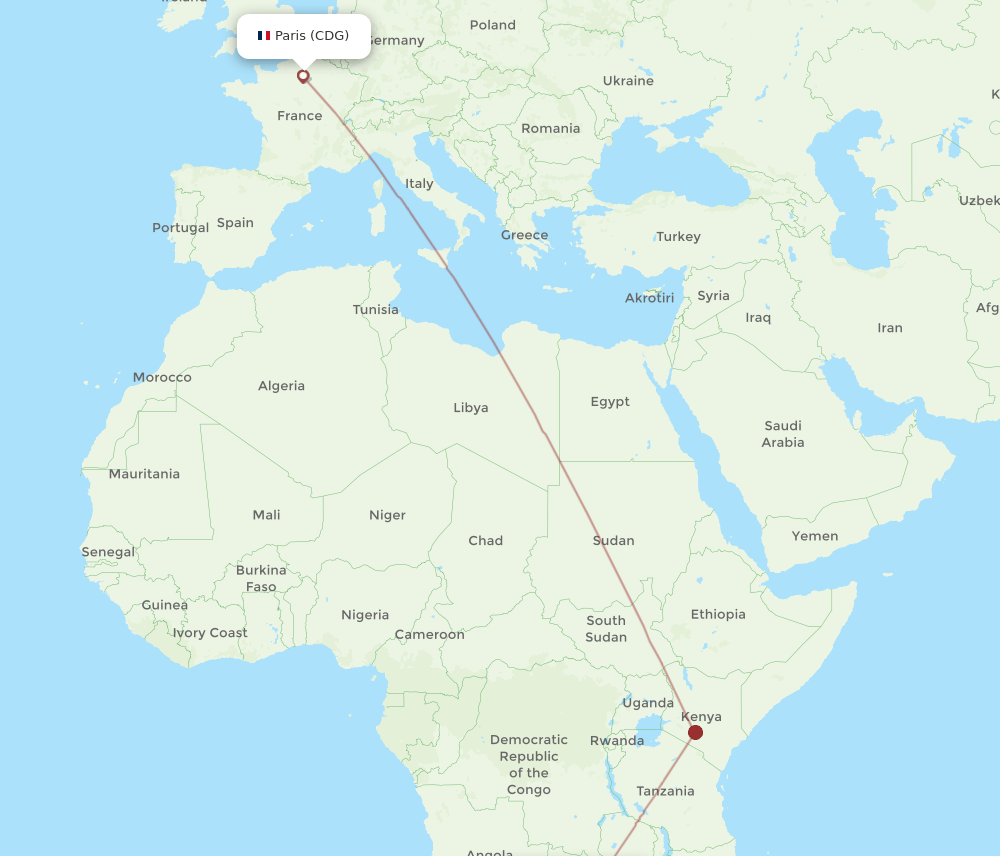 CDG to LVI flights and routes map
