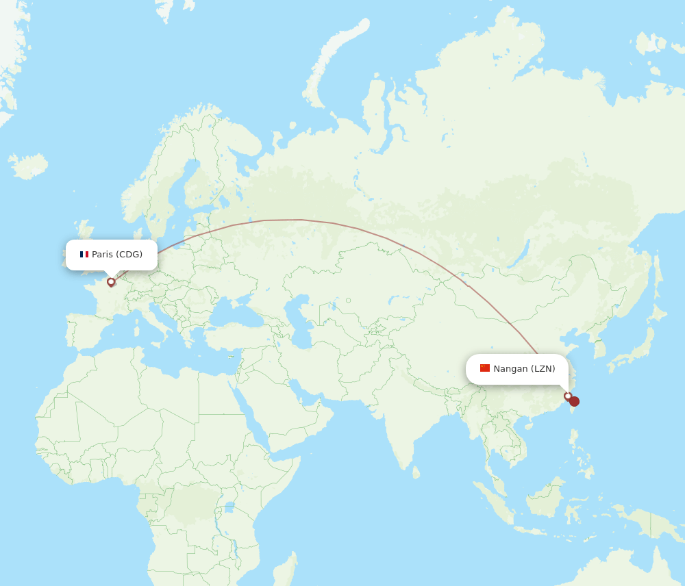 CDG-LZN flight routes