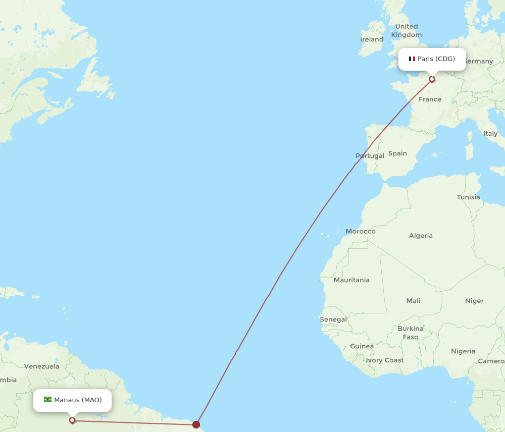 CDG-MAO flight routes