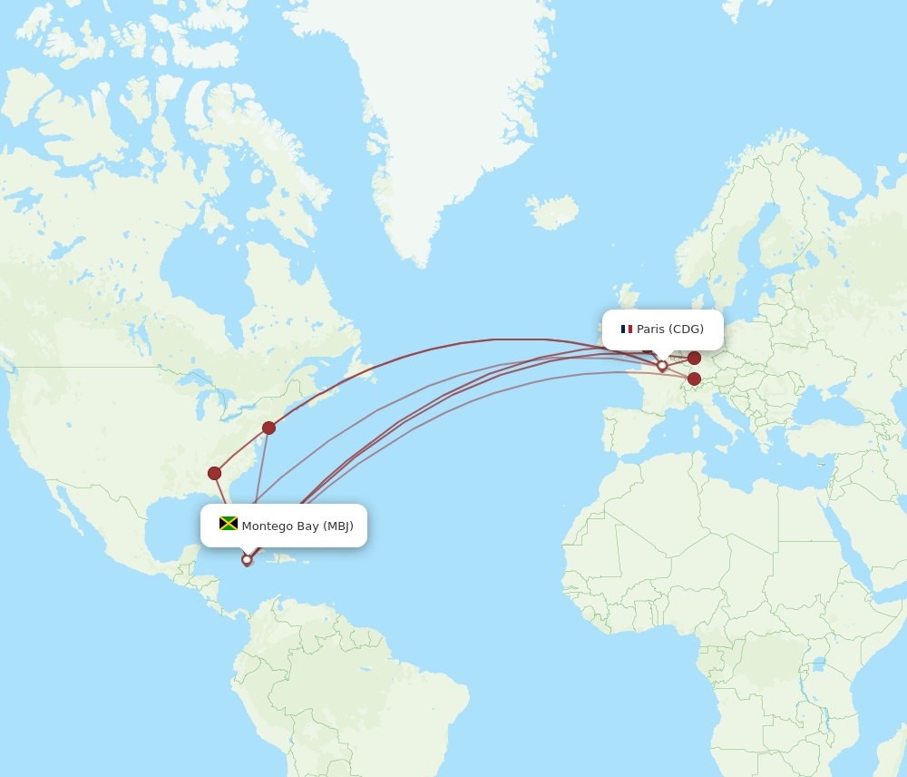 CDG-MBJ flight routes