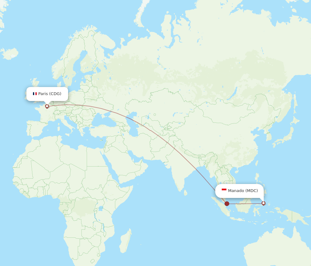 CDG-MDC flight routes