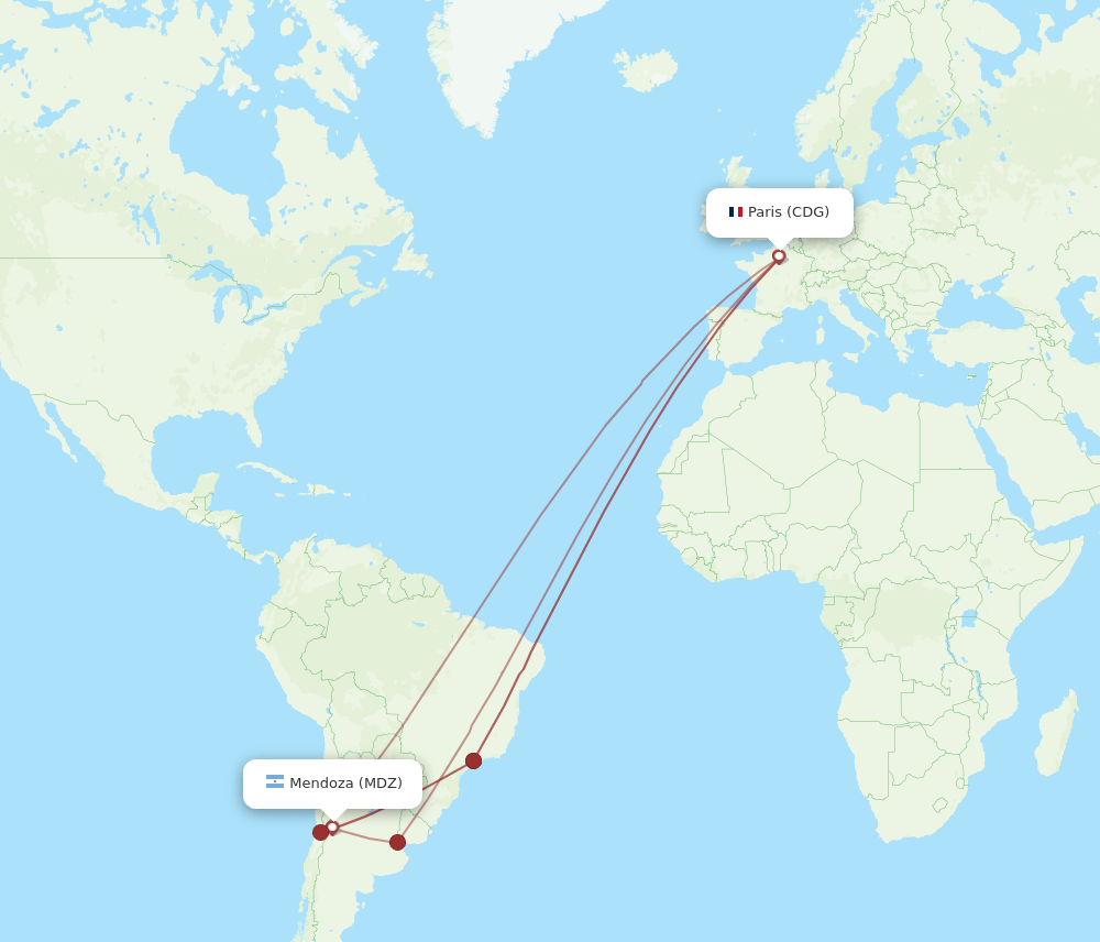 CDG-MDZ flight routes