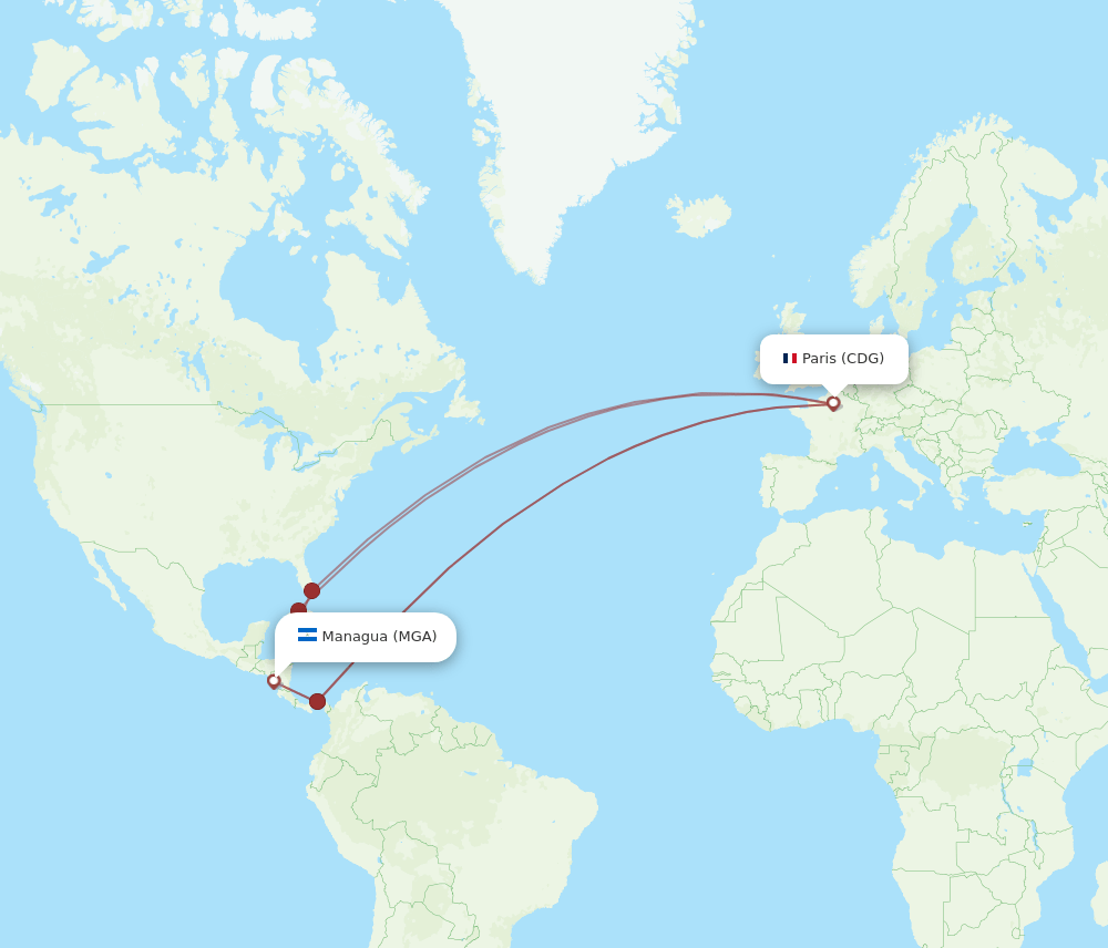 CDG-MGA flight routes
