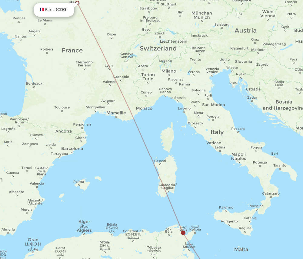 CDG-MJI flight routes