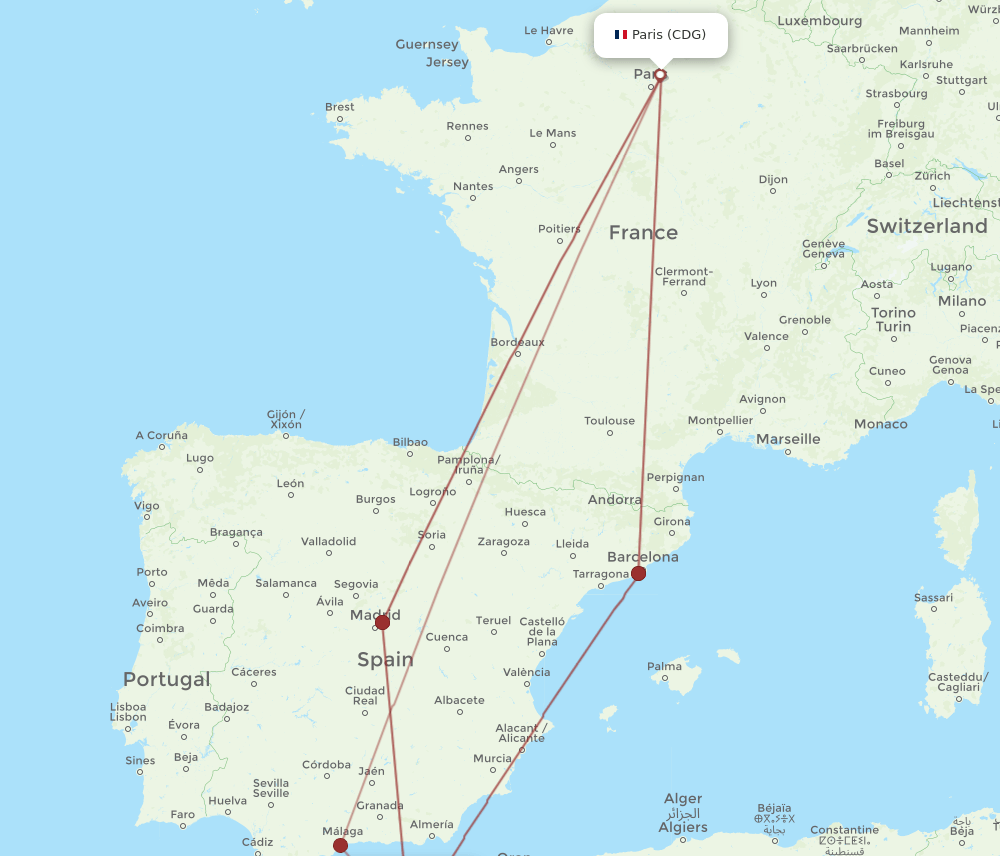 CDG-MLN flight routes