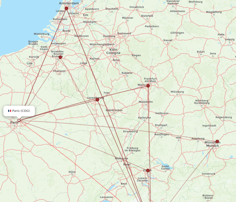 CDG to MXP flights and routes map