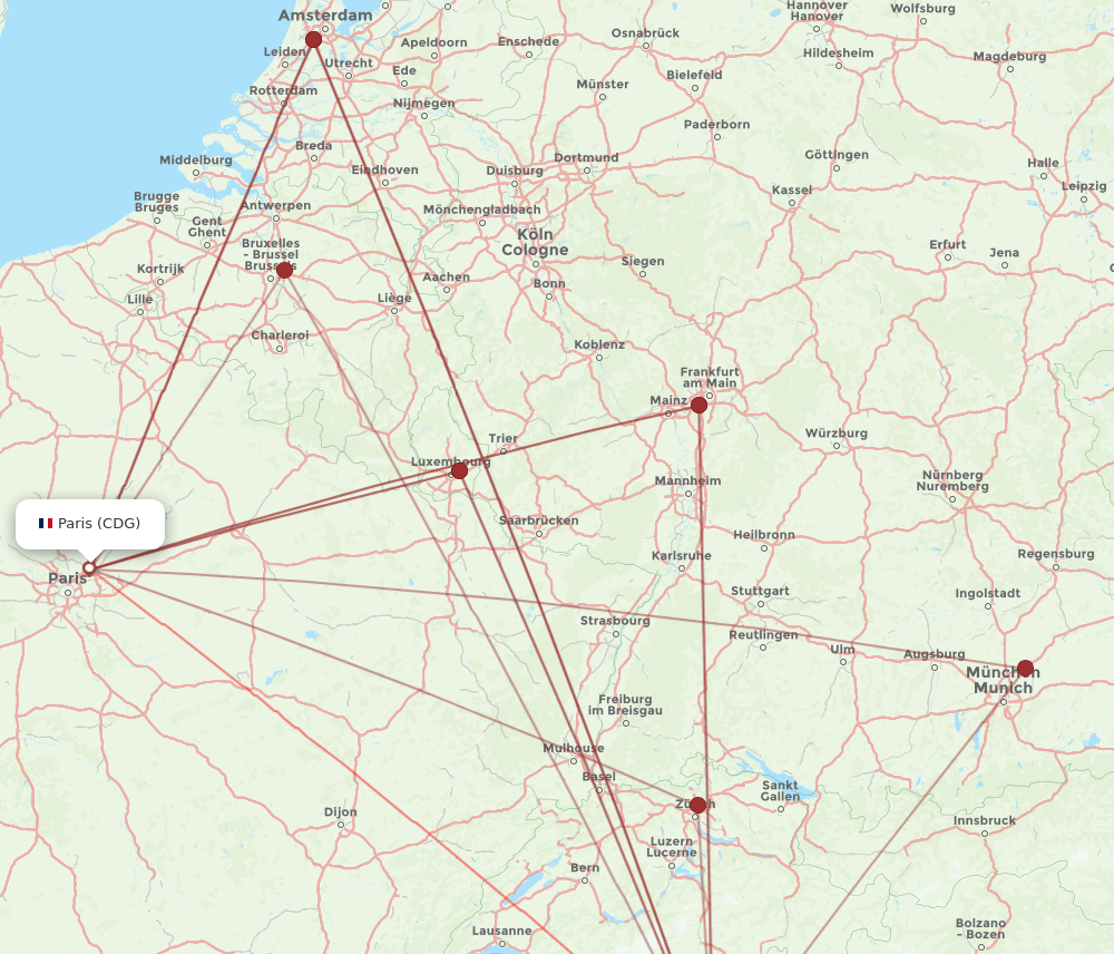 CDG-MXP flight routes