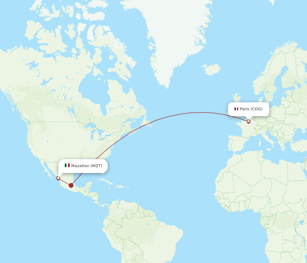 CDG-MZT flight routes