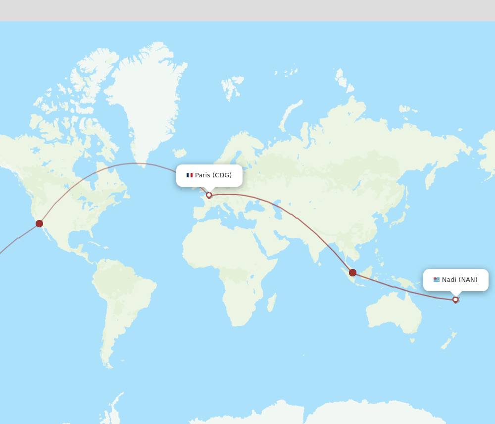 CDG-NAN flight routes